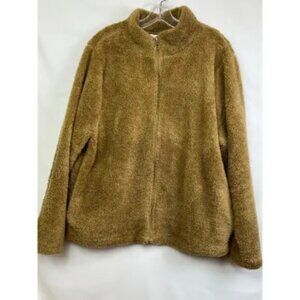 Le Moda Womens Large Oatmeal Teddy Style Sherpa Zip Front Jacket